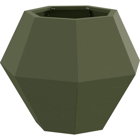 Jardinière rectangulaire extérieure 50 x 50 x 40 cm durable style chic en acier vert olive (1/5)