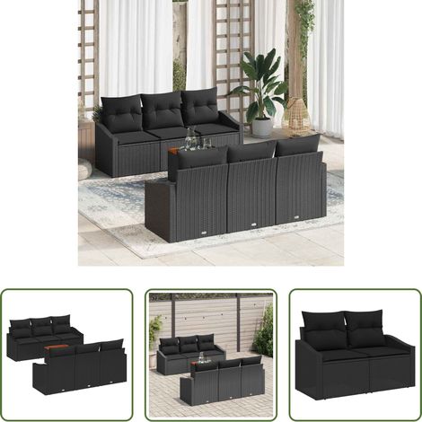 Gartenmöbel - Gartensofa-set mit Speicher 7 pcs Schwarz Poly-Rattan (1/5)