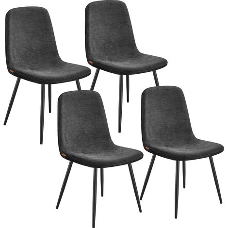 Vasagle – Chaises de salle à manger – Lot de 4 – Tissu chenille doux et PU texturé glacé – Dossier ergonomique incliné – Pieds réglables et nettoyage facile