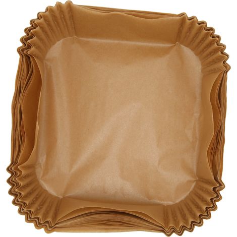 (100pcs) Papier spécial Airfryer, tapis antiadhésif, 17x17x4.5cm, jetable, résistant à l'huile et à l'eau, pour four micro-ondes et poêle, boîte kraft naturelle, 3-6L. (1/5)