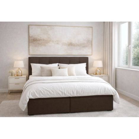 AX LIVING Stauraum Boxspringbett Brown 180x200  cm mit Topper Galata Doppelbett