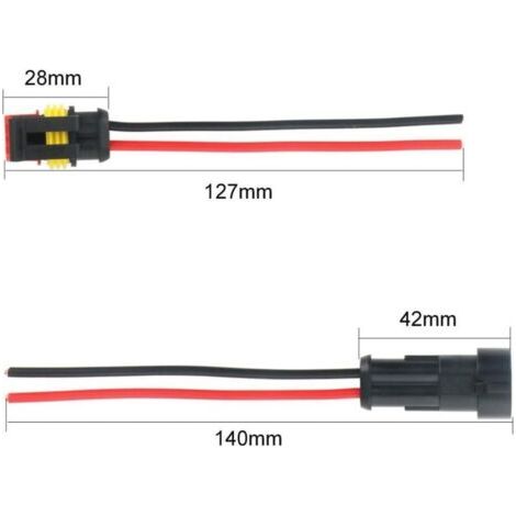 NALOOKAMIC 10 Kits 2 Broches Voiture Étanche Connecteur Électrique avec Fil, Voiture Fiche etanche, étanche à la poussière, isolé et scellé
