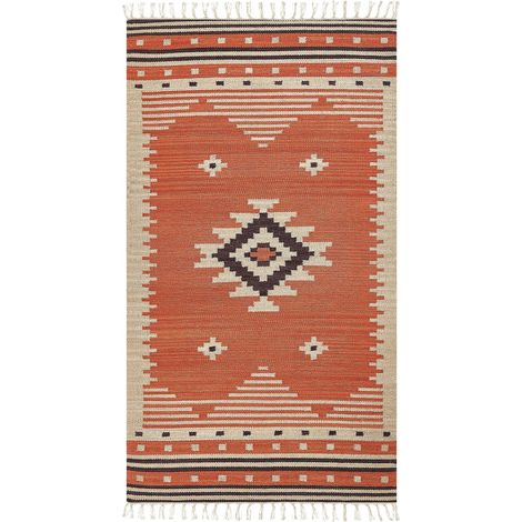 Rug GAVAR Orange 80 x 150 cm Cotton Kilim (1/5)