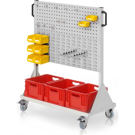 Kappes RasterMobil® mobiler Arbeitsplatzschrank Größe 3 1230x1000x500mm - 2x Lochplatte 2x Schlitzplatte - 29-teilig - lichtgrau