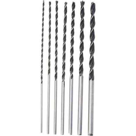 Forets argentés extra-longs (7 pièces, 4-12 mm x 300 mm) pour le bois, haute précision. (1/4)