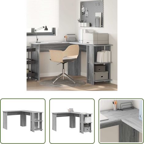 Schreibtisch mit Regal - Eck-Schreibtisch mit Regal Graues Sonoma 140 x 113,5 x 75 cm (1/5)
