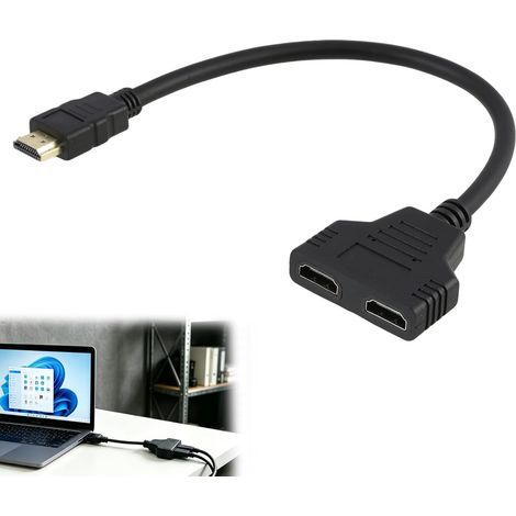 Adaptateur Répartiteur HDMI,1080p de Connecteur HDMI Mâle vers Double HDMI Femelle, Câble Répartiteur 1 vers 2 pour Projecteurs, Téléviseurs HD LED LCD, Support Simultané pour Deux Écrans Identiques (1/5)