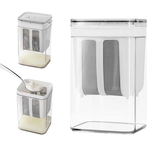 Separador de batidos，12,5 x 9,5 x 20,5 cm，Capacidad 1800 ml，Tamiz de acero inoxidable 304，Filtro/tamiz de malla fina (1/5)