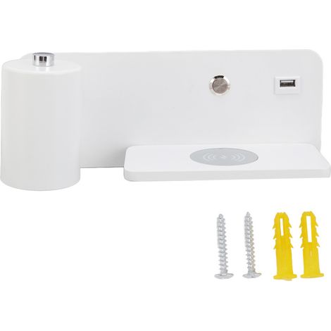 Aplique LED de pared con interfaz USB y carga inalámbrica para salón y dormitorio, 85-265 V, blanco, izquierdo