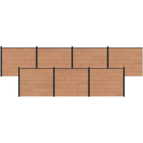 Fence Panel 7 pcs WPC and Aluminium Brown vidaXL