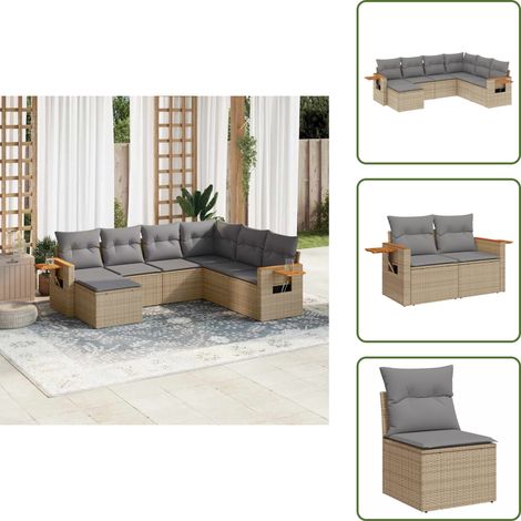 Muebles de exterior - vidaXL Set sofás de jardín 7 piezas y cojines ratán sintético beige - Sofás de jardín 7 piezas