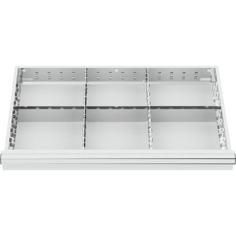 Compartimentage de tiroir STIER, séparations en métal, BLH 75 mm, dimensions intérieures 800x450 mm, 6 casiers
