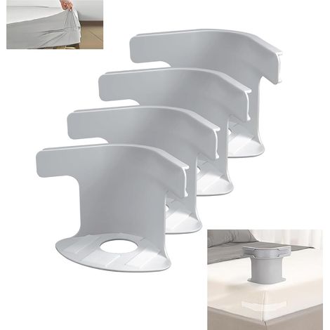 Ferma lenzuoli universali - Supporto antiscivolo per coprimaterasso, cinghia angolare per tutte le misure (singolo/matrimoniale/king size), robusto supporto per lenzuola - resistente (4, grigio) (1/5)