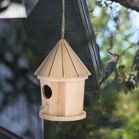Vogelnest aus Naturholz, hängendes Vogelhaus, Käfig aus Rohholz, Ruheplatz für Vögel (1/5)