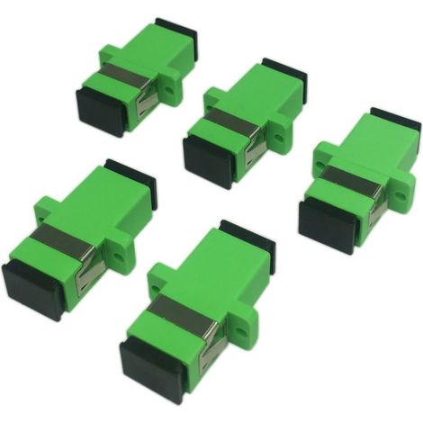 SC Female to SC Female Singlemode Fiber Optic Adapter APC Simplex Singlemode Fiber Optic Network Coupler Mounting Connector Adapter (Green) 5-Pack (1/5)
