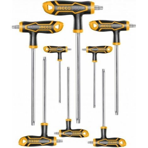 Chiavi Chiavini Torx con manico T INGCO- 8 pz cromo vanadio da T10x75 a T50x200 NGCO (1/3)