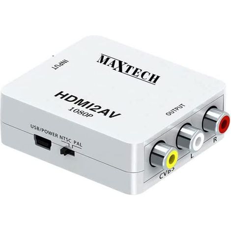 Adattatore HDMI a RCA convertitore segnale video AV analogico videoregistratore VHS videocamera PAL NTSC xbox tv hd decoder (1/2)