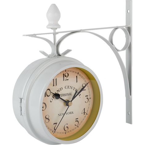 Horloges murales rétro double face en métal silencieux pour salon, décoration intérieure (1/5)