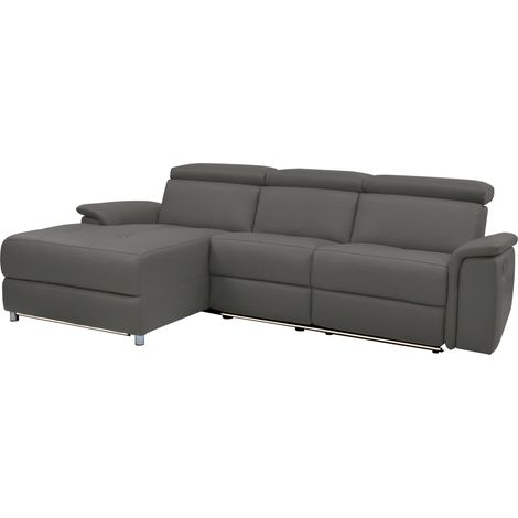 Pareli-Canapé 3 places gauche avec fonction manuelle en cuir gris PU (1/5)