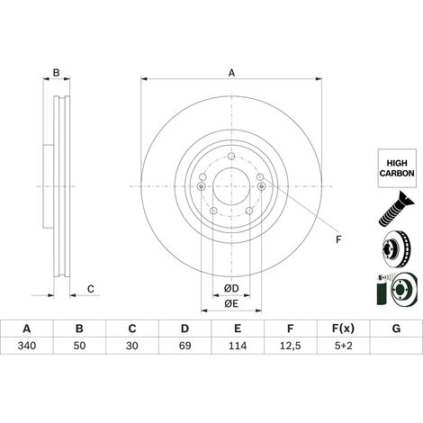 Disque de frein BOSCH 0 986 479 G93 pour SORENTO III, SANTA FÉ
