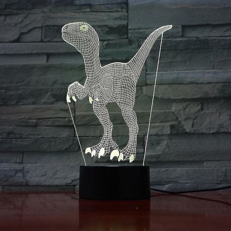 Lampe de table dinosaure pour chambre d'enfant, veilleuse LED 3D
