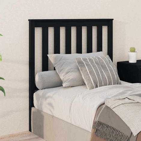 vidaXL Cabecero de cama madera maciza de pino negro 96x6x101 cm (1/5)