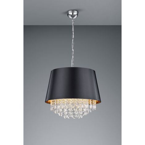 Sospensione 3 Luci Loreley Nero Oro e Pendagli Decorativi Trio Lighting (1/2)