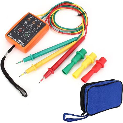 Testeur de champ rotatif de phase portable Indicateur de rotation de moteur triphasé 3 avec LED et buzzer pour tester les appareils haute tension (1/5)