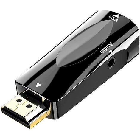 Adaptateur HDMI vers VGA, prend en charge la sortie vidéo 1080p et l'entrée audio 3,5 mm, convient aux consoles de jeux et aux lecteurs Blu-ray, noir, taille 25-26. (1/5)