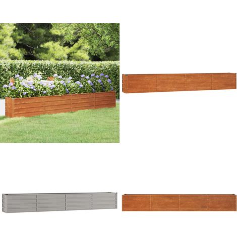 Lit surélevé de jardin rouillé 320x40x45 cm acier corten - Jardiniere - Lit Surélevé - Acier Corten - Décoration Extérieur - Balcon - Home & Living (1/5)