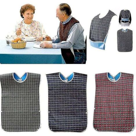 Lot de 3 bavoirs pour adultes avec ramasse-miettes – Bavoir lavable pour adulte, grand adulte (1/5)