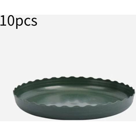 Lot de 10 plateaux ronds en plastique, plateaux pour pots de fleurs, plateaux pour pots de fleurs d'intérieur et d'extérieur, diamètre extérieur 18 cm (1/3)