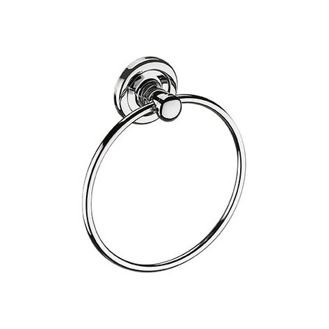 Porte serviette anneau - Diamètre anneau : 200 mm - Hauteur : 235 mm - Platine : 75 mm - Décor : Chromé - Matériau : Laiton - ITAR (1/2)