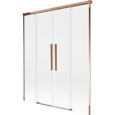 Mexen Rox 2-flügelige verschiebbare Badewannenabtrennung 160 x 150 cm, transparent, Roségold - 8C9-160-002-60-00