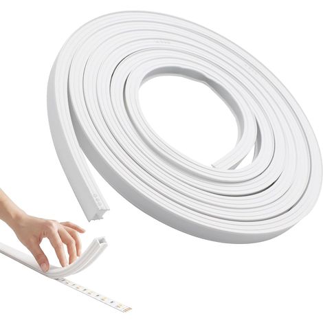 Profilé en silicone de 3 m - Matériau flexible - Panneaux acoustiques LED - Blanc laiteux - Couverture DIY pour bandes LED d'une largeur ≤ 6 mm - Bande LED non incluse - 10 x 10 mm (1/5)
