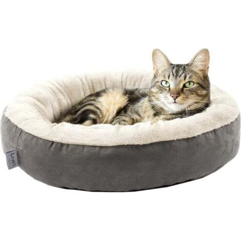 Lit Rond Donut Imperméable Antidérapant 50 8 Cm Doux Durable Lavable Chat Chien Gris