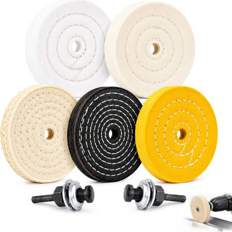 5 PCS Disque de Polissage, Kit Pad Polissage, Touret À Polir, Diamètre 10,16 Cm, Trou Mandrin 1,27 Cm, 2 Tiges Mandrin 6 mm, Adapté pour Métal, Bois Et Pierre, pour Usage Et Domestique (1/5)