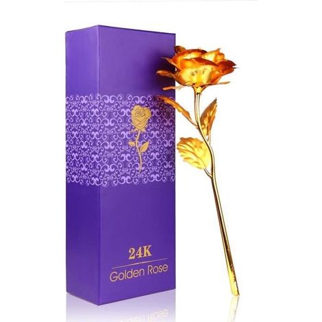 Rose en feuille d\'or 24 carats éternellement avec boîte cadeau Cadeau idéal pour Saint Valentin, Fête des mères anniversaire mariage (1/4)
