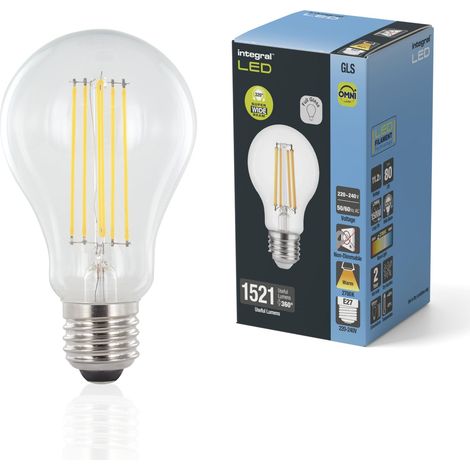 Ampoule LED E27 GLS A60 Omni-Filament, Blanc Chaud 2700 K, 1521 lm, 11,2 W (Équivalent à 100 W), Non Dimmable, Lot de 2, pour Chambres, Couloirs et Salons (1/5)
