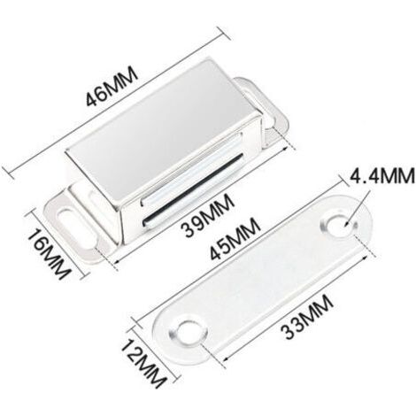 NALOOKAMIC  12 Pcs Aimants de Porte Pour Armoire Fermeture Magnétique Extra Forte, Aimants pour Porte, Aimants pour Armoire Acier Inoxydable, Aimants pour Meuble, Loqueteau Magnétique (1/4)
