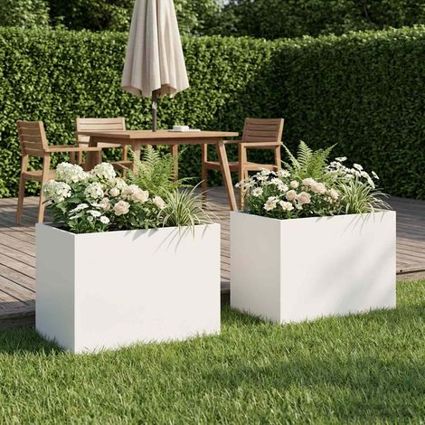 Cache-pot de jardin 2 pc Blanc 40 x 30 x 30 cm (1/5)
