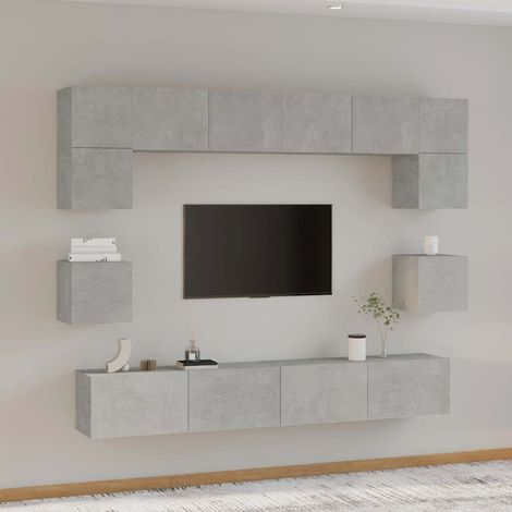 vidaXL Set de muebles de TV 8 pzas madera contrachapada gris hormigón (1/5)