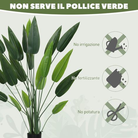 Plante artificielle Oiseau de Paradis vert 140 cm, 20 feuilles, pot inclus, matériaux PE, PEVA et PP (1/5)