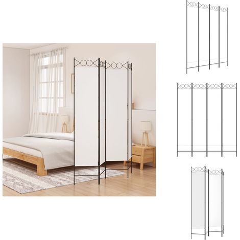 4-tlg. Paravent Weiß 160x200 cm Stoff - Paravent - Raumteiler - Trennwandsystem - Wohnraumgestaltung - Privacy Screen (1/5)
