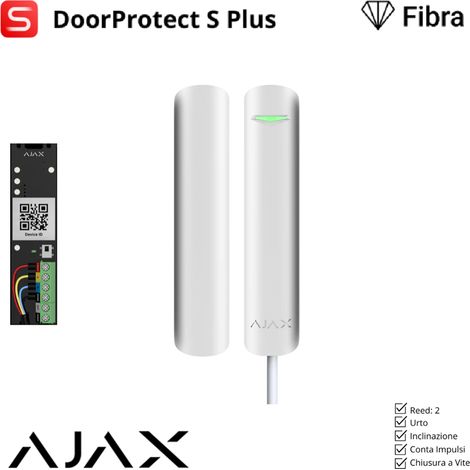 44395 - Superior - DoorProtect Plus Fibra - Rilevatore di apertura magnetico, cablato, con sensore urto e inclinazione - colore white - Ajax sicurezza professionale