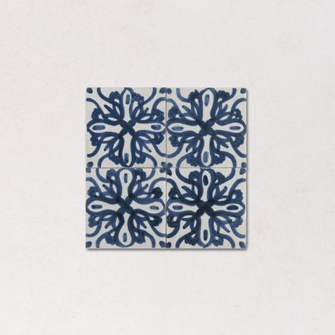 Carrelage Imitation Carreaux de Ciment MEMORIA Tappeto 4 Blu 15x15cm