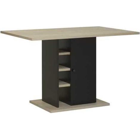 Gami rechteckiger Tisch Eiche Hell und Schwarz 120x80 cm (1/3)