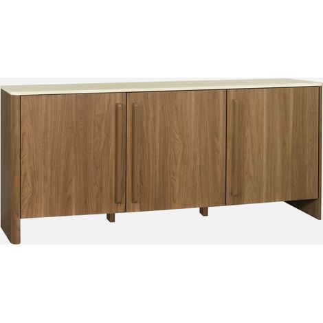 Aparador de madera con sobre efecto travertino 3 puertas, 160cm (1/5)
