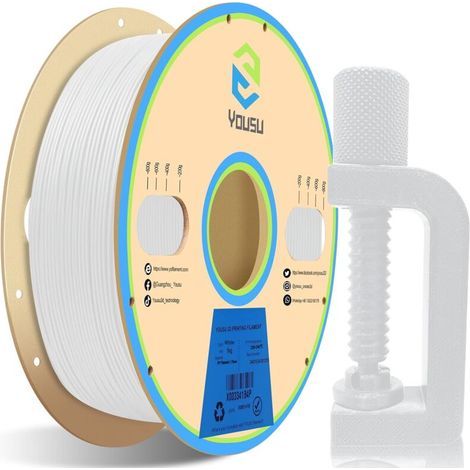 PP Filament 1.75mm, Filament d'Impression 3D Fonctionnel pour Imprimante 3D FDM, Précision Dimensionnelle +/- 0.02mm, 1kg/Bobine, PP Blanc (1/5)