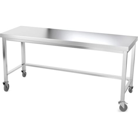 Table de travail en inox 1800 x 800 mm avec renfort sur roulettes PREMIUM - GOLDINOX (1/4)